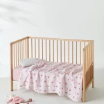 Κουβέρτα Βρεφική Muslin Sassy A Pink-White Kentia Αγκαλιάς 70x100cm 100% Βαμβάκι