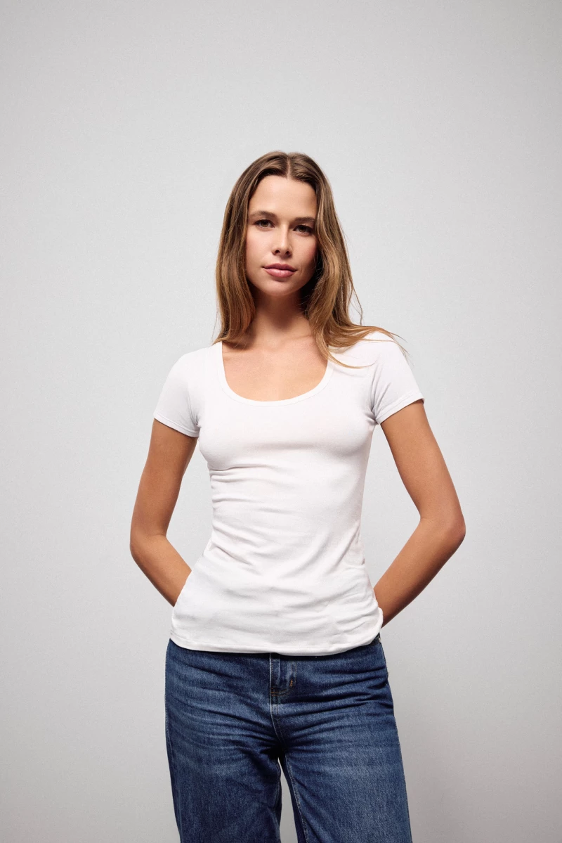 Γυναικείο φανελάκι Pink Label - Λευκό - Κοντομάνικο - Regular Fit - Viscose