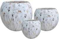 Supergreens Γλάστρα Πήλινη Στρογγυλή "Marbello" Μαύρο-Λευκό Marble M 29x29x28 εκ.