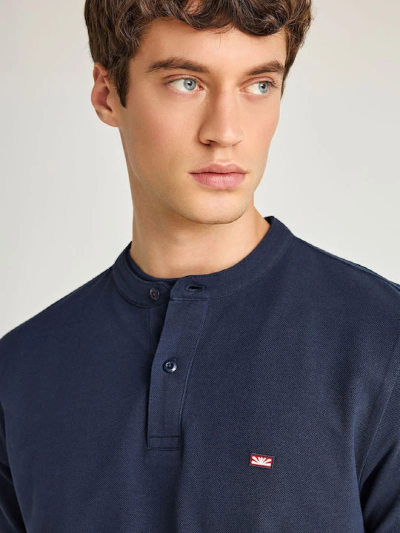 Funky Buddha Essential ανδρικό βαμβακερό regular polo μπλε FBM013-003-11-navy