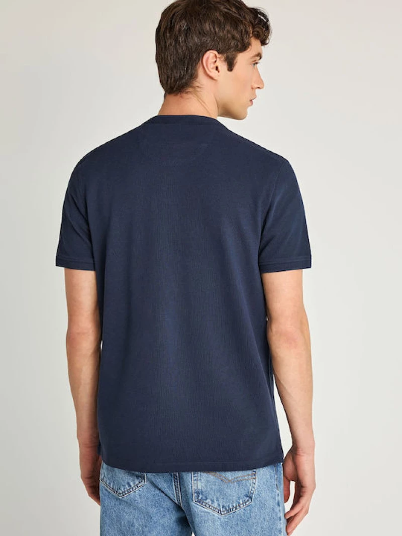 Funky Buddha Essential ανδρικό βαμβακερό regular polo μπλε FBM013-003-11-navy