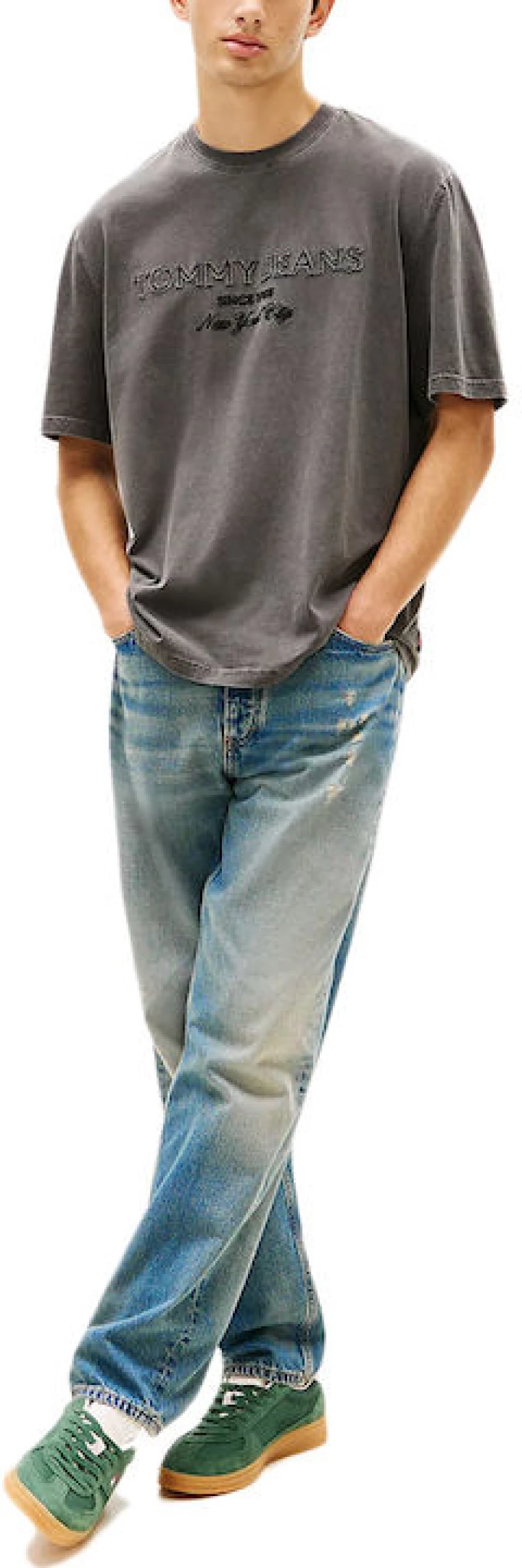 Tommy Jeans ανδρικό βαμβακερό regular t-shirt μαύρο DM0DM22545-BDS