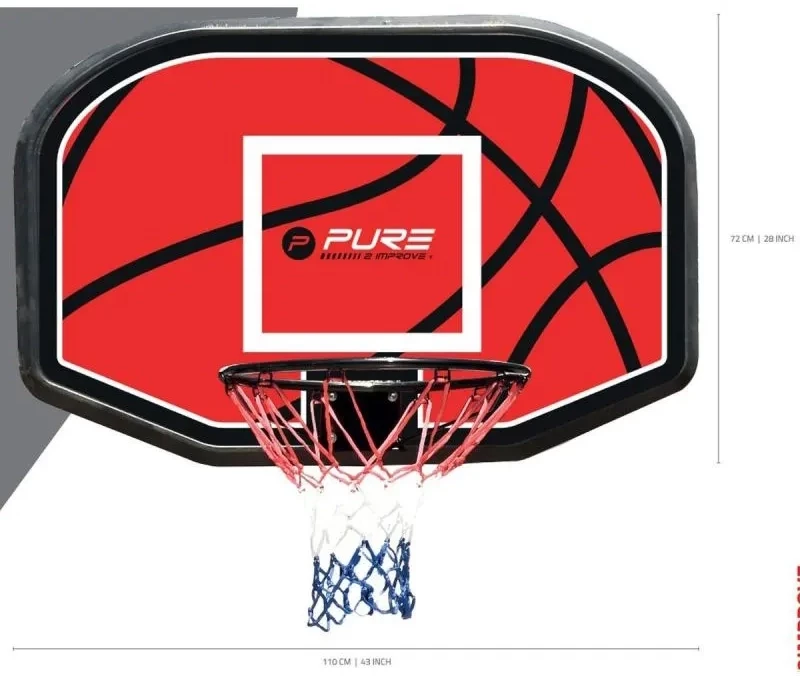 Ταμπλό Μπασκέτας BASKETBALL BACKBOARD 110x73x3CM RIM 45CM PURE 2 IMPROVE