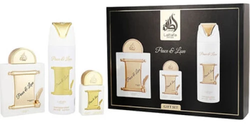 Lattafa Perfumes-Peace & Love Dárková sada EDP 100 ml, EDP 20 ml a deospray-100ml