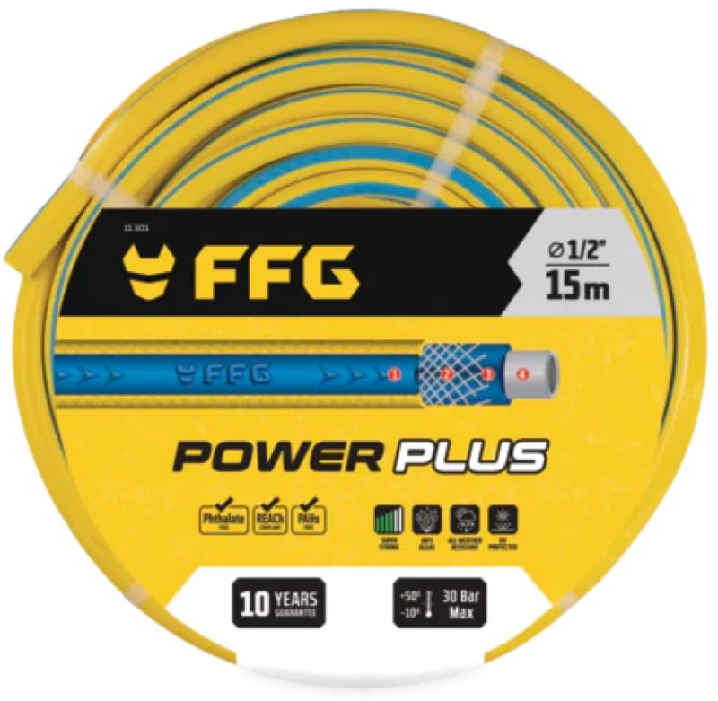 Λάστιχο Ποτίσματος Power Plus 1/2" 15m Κίτρινο-Μπλε FFG 11301