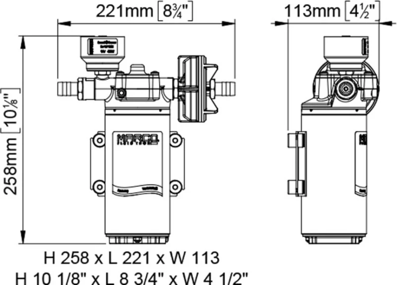 Marco Αντλία Πρεσοστατική αυτόματη 36,0Lpm 36.3Psi 12/24V Up12/E