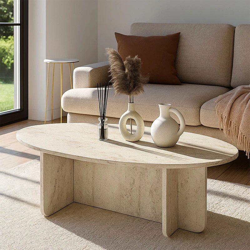 Τραπεζάκι σαλονιού Ravey χρώμα travertine 120x60x39,6εκ.