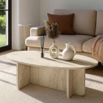 Τραπεζάκι σαλονιού Ravey χρώμα travertine 120x60x39,6εκ.