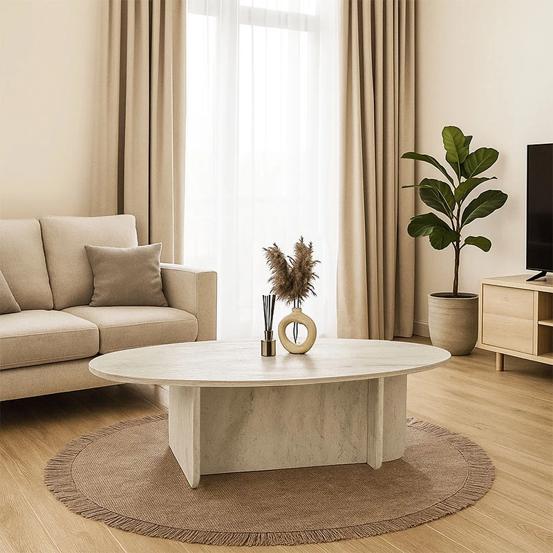 Τραπεζάκι σαλονιού Ravey χρώμα travertine 120x60x39,6εκ.