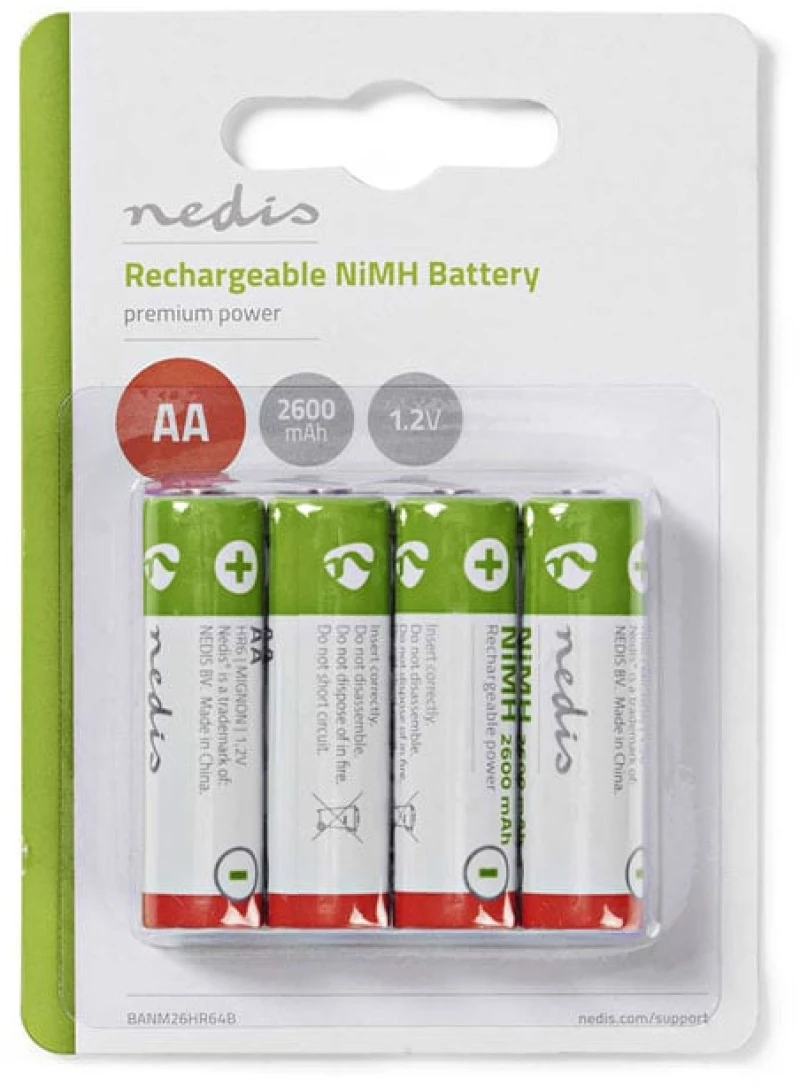 Nedis 233-0144 Επαναφορτιζόμενες Μπαταρίες AA Ni-MH 2600mAh 1.2V 4τμχ