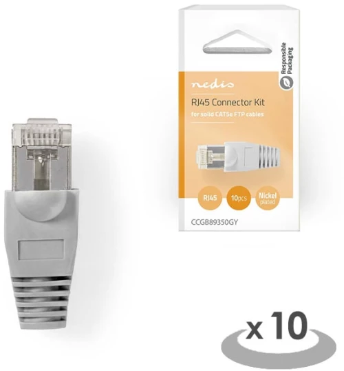Nedis 233-2338 Βύσμα RJ-45 male 10τμχ Γκρι CCGB89350GY