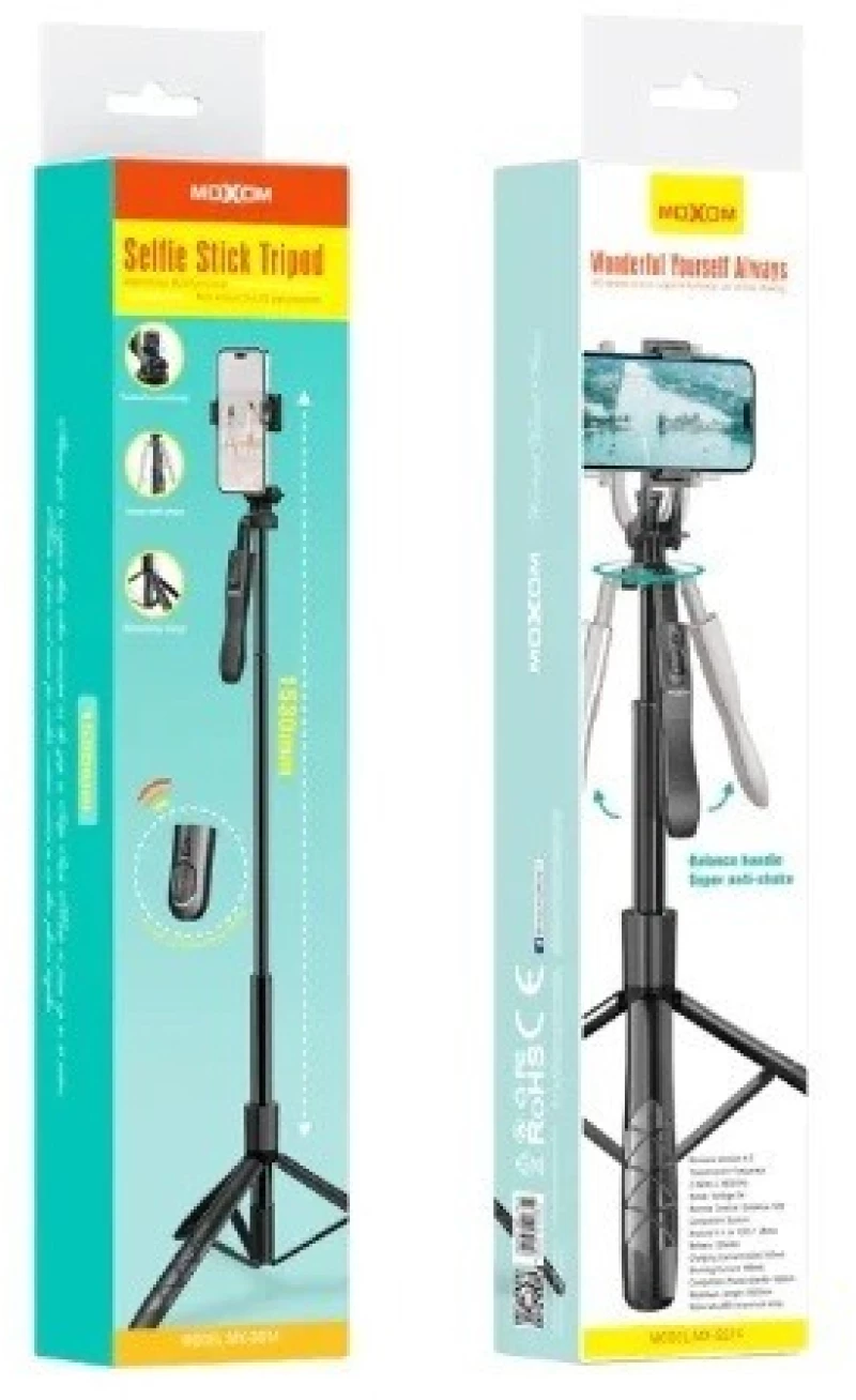 Moxom MX-SS14 Selfie Stick με Τηλεχειριστήριο Μαύρο