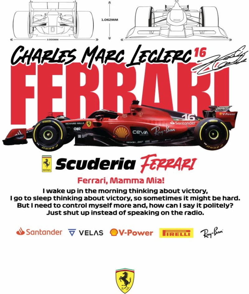 Leclerc x Ferrari Φούτερ - BLACK