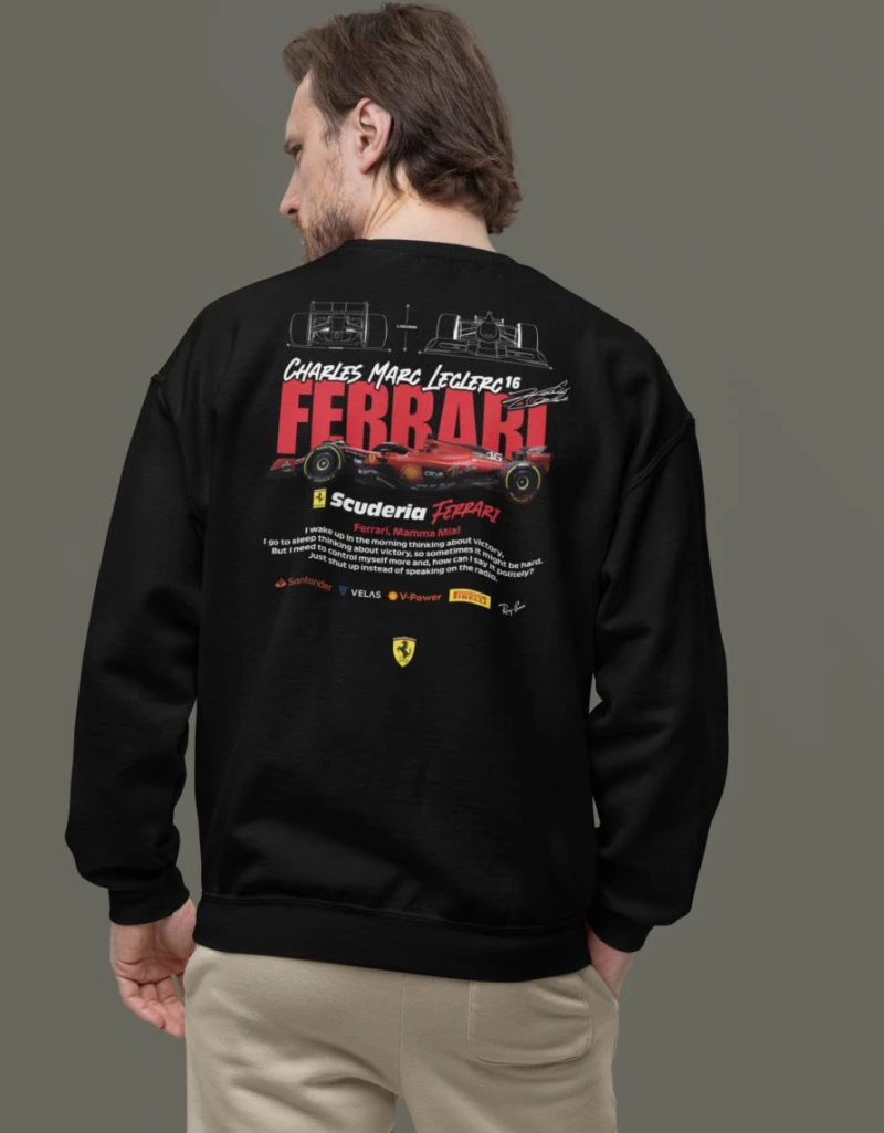 Leclerc x Ferrari Φούτερ - BLACK