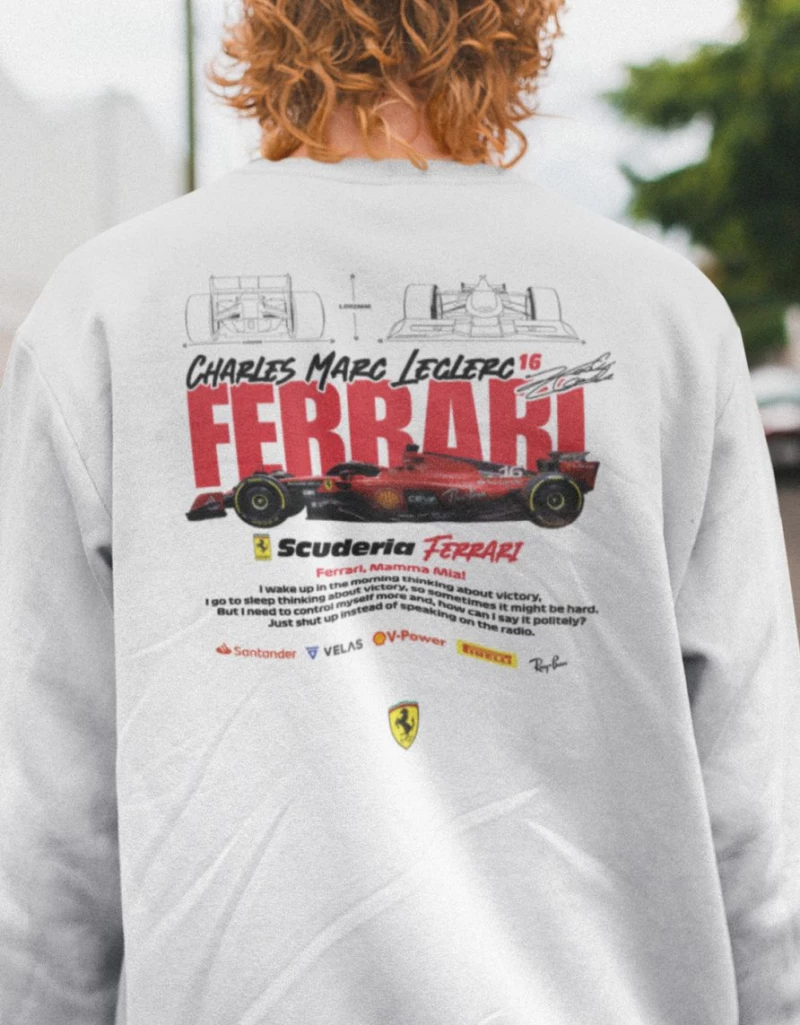 Leclerc x Ferrari Φούτερ - BLACK