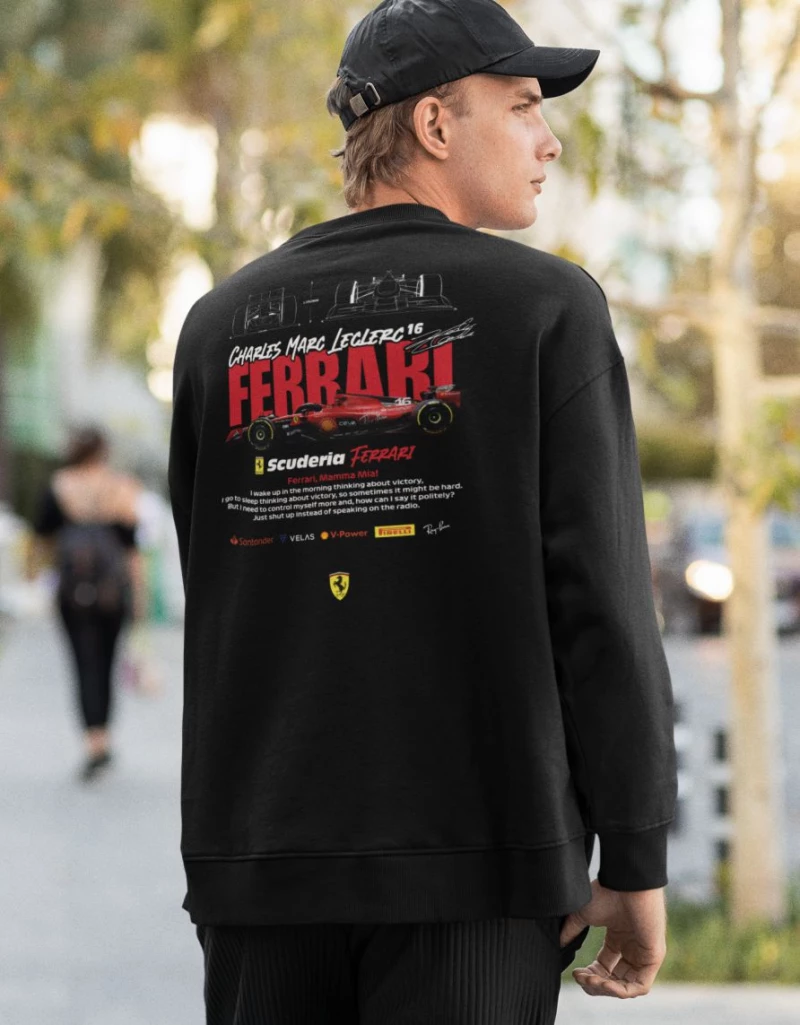 Leclerc x Ferrari Φούτερ - BLACK
