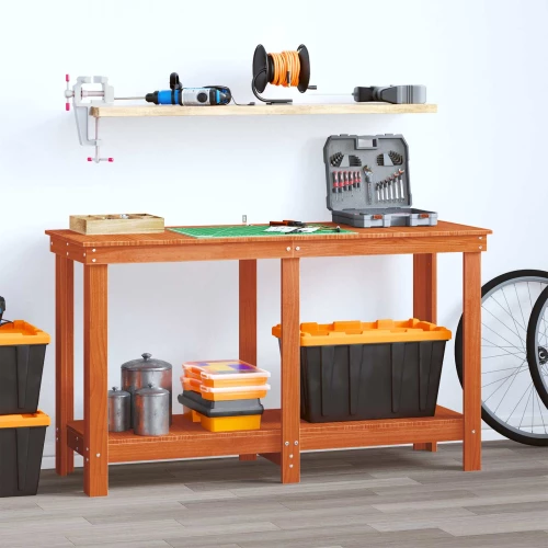 Πάγκος εργασίας Κερωμένο Καφέ 140 x 50 x 80 cm Στερεό πεύκο Καφέ 870301