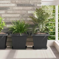 Τετράγωνη Γλάστρα για Λουλούδια 6 pcs Μαύρο 33 x 33 x 26 εκ Μαύρο 42020338