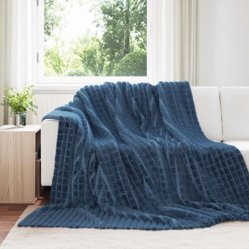 Κουβέρτα Σκούρο μπλε 270 x 240 cm Μαλλί Ναυτικό μπλε 42016928