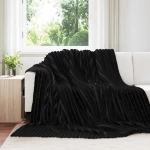 Ριχτάρια 6 pcs Μαύρο 270 x 240 cm Μαλλί Μαύρο 42016888