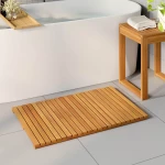 Πατάκι μπάνιου Μονόχρωμο Καφέ 80 x 50 cm ξύλο Καφέ 42025256