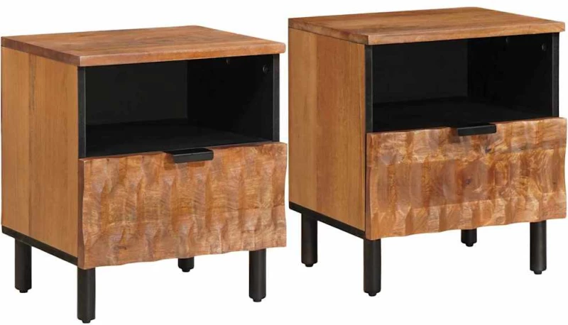 Κομοδίνο 2 pcs Καφέ 40 x 33 x 46 εκ. Στερεό ξύλο μάνγκο Καφέ 4017907