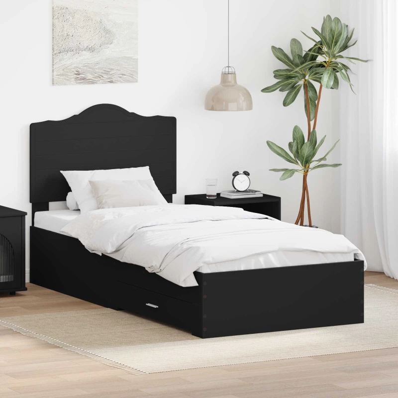 Σκελετός Κρεβατιού Μαύρο 75 x 190 cm Επεξεργασμένο ξύλο Μαύρο 3413667