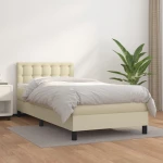 Κρεβάτι Boxspring με Στρώμα Κρεμ 90x200 εκ. από Συνθετικό Δέρμα Κρεμ 3141103