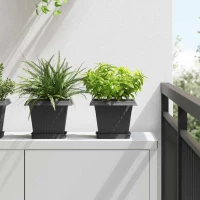Τετράγωνη Γλάστρα για Λουλούδια 24 pcs Μαύρο 20 x 20 x 16 εκ Μαύρο 42020349