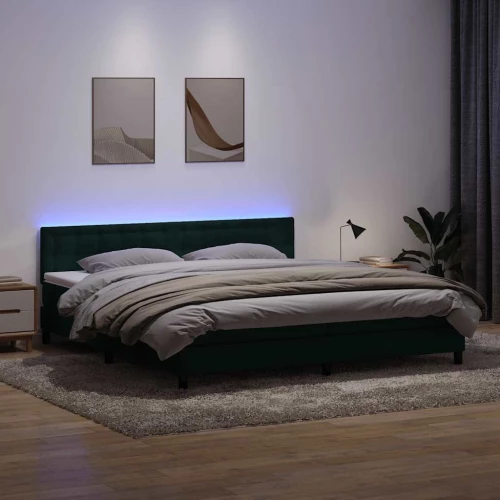 Κρεβάτι Boxspring με Στρώμα & LED σκούρο πράσινο 180x220cm Βελούδινο Σκούρο πράσινο 3317328