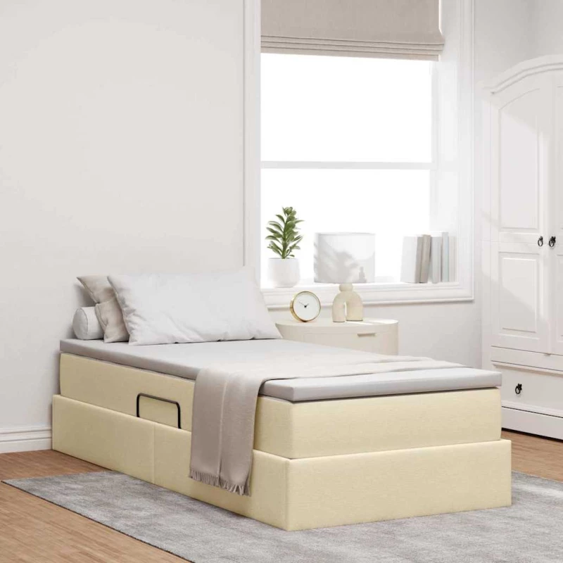 Κρεβάτι με αποθηκευτικό χώρο και στρώμα Κρεμ 90 x 190 cm Κρεμ 3370198