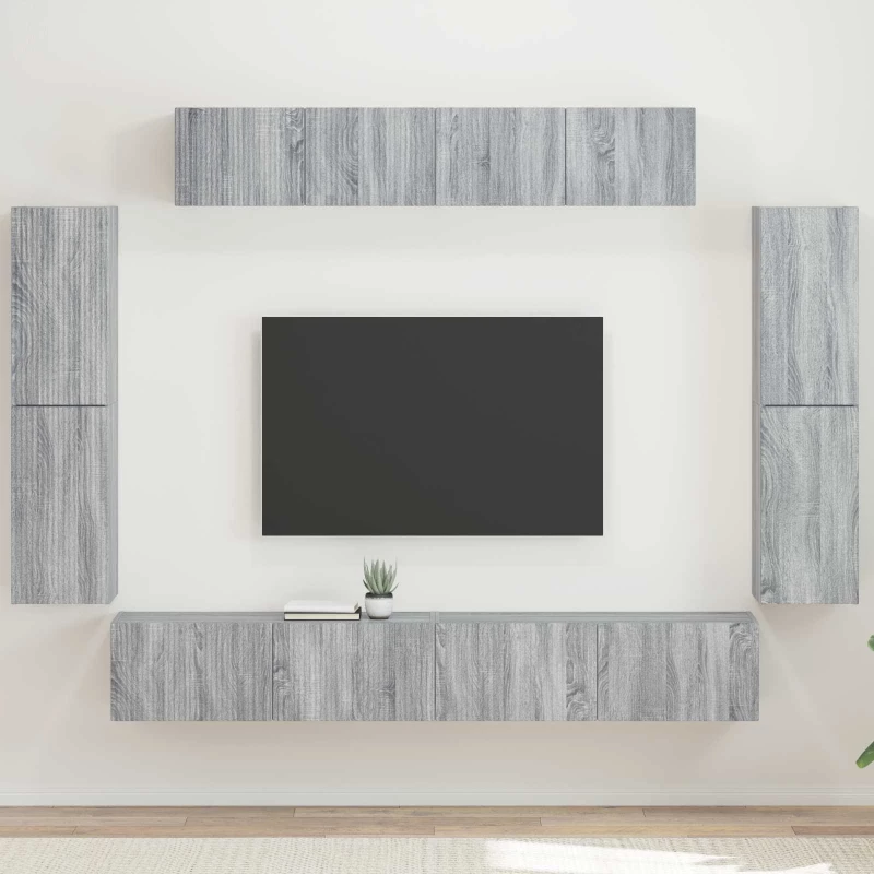 Ντουλάπι TV 8 pcs Γκρίζο Σονομα Γκρι 3409147