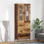Highboard Επιτοίχιο 2 pcs Παλιό ξύλο 69,5 x 34 x 180 εκ. Καφέ 3415698