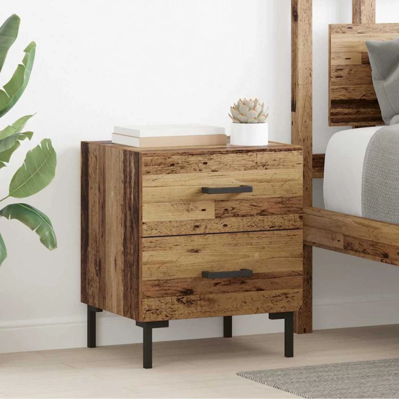 Κομοδίνο 2 pcs Παλιό ξύλο 40 x 35 x 47,5 εκ Επεξεργασμένο ξύλο Καφέ 882014