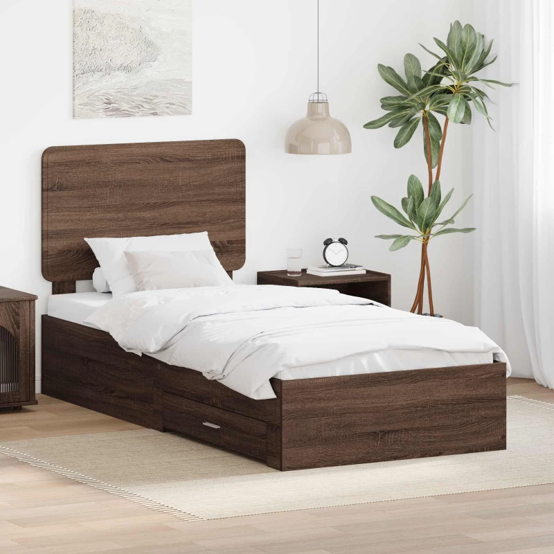 Σκελετός Κρεβατιού Καφέ δρυς 75 x 190 cm Επεξεργασμένο ξύλο Καφέ 3412852