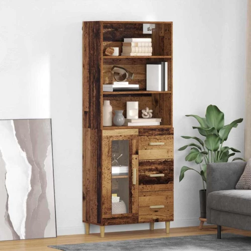 Highboard Παλαιό ξύλο 69,5 x 34 x 180 εκ. Επεξεργασμένο ξύλο Καφέ 3415757