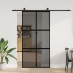Σετ συρόμενης πόρτας με υλικό μαύρο 102,5x205 cm 3375968