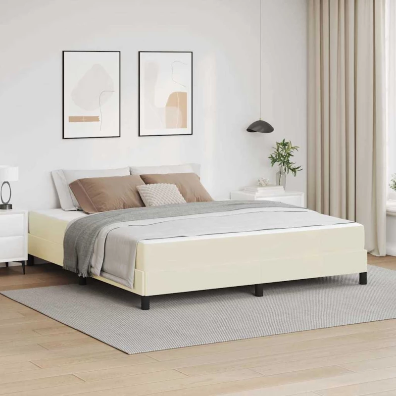 Σκελετός Κρεβατιού με στρώμα Κρεμ 180 x 200 cm ύφασμα Κρεμ 3398645