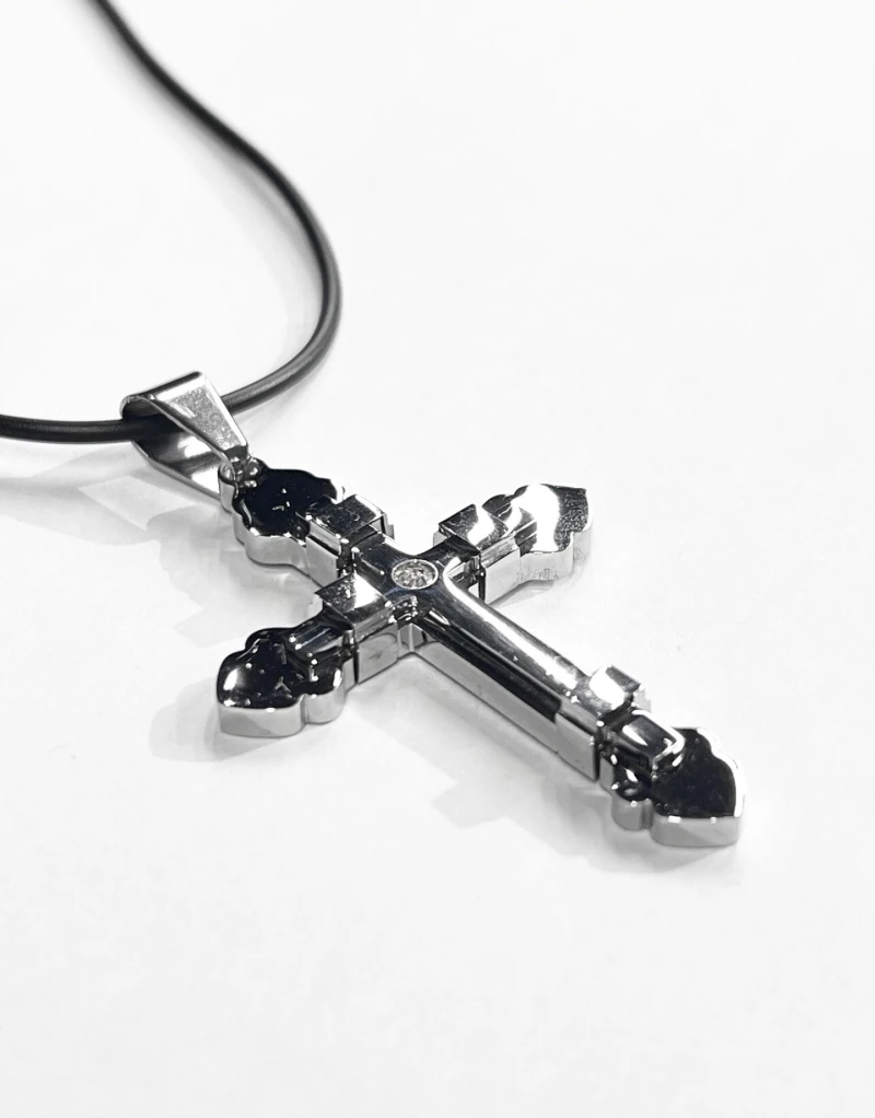 Ανδρικός Ατσάλινος Σταυρός MSC251-Ασημί