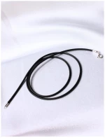Κορδόνι Λαιμού Καουτσούκ 2 mm 52 cm Με Ασήμι 925 Κούμπωμα 527388-2-Μαύρο