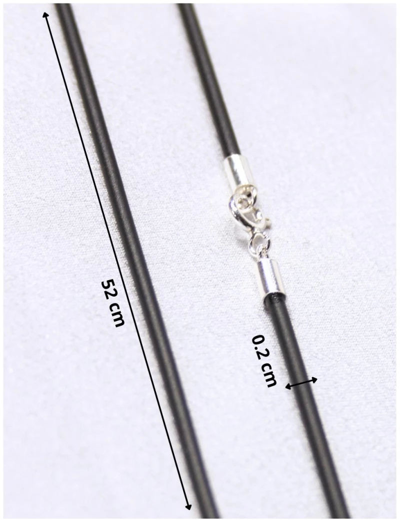 Κορδόνι Λαιμού Καουτσούκ 2 mm 52 cm Με Ασήμι 925 Κούμπωμα 527388-2-Μαύρο