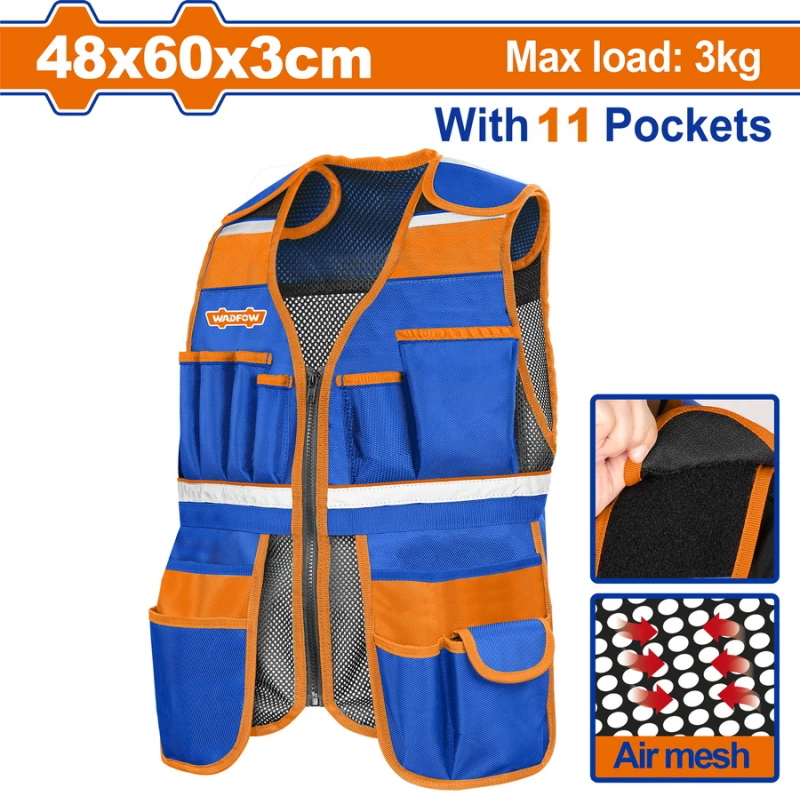 Γιλέκο εργαλείων με 11 τσέπες 60x48cm one size WADFOW WTG6105