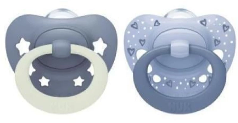 NUK First Choice Classic Day & Night Πιπίλα Σιλικόνης Με Θήκη 6-18 Μηνών 2 Τεμάχια