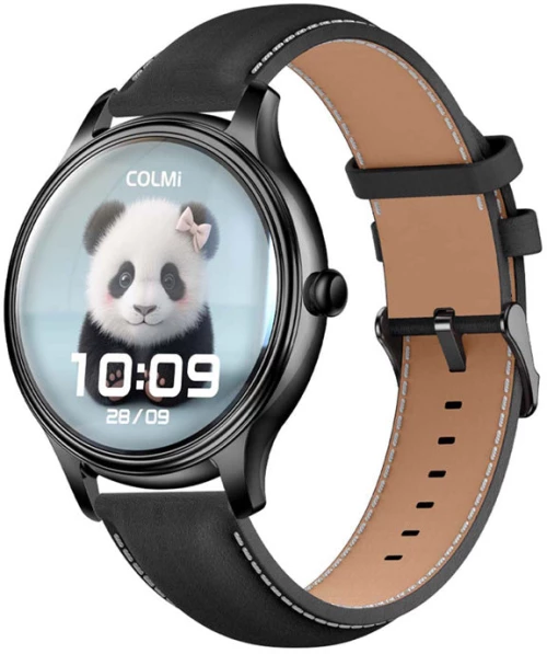 Smart Watch COLMI L28 (black silicone + black leather strap)