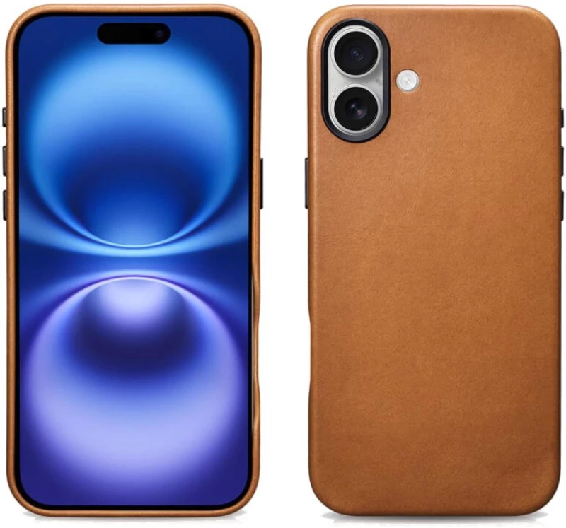Θήκη iPhone 16 iCarer Leather Back Case With Camera Button Δερμάτινη με MagSafe & Πλαίσιο Κάμερας - Camel Tan (WMI16240701-TN)