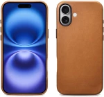 Θήκη iPhone 16 iCarer Leather Back Case With Camera Button Δερμάτινη με MagSafe & Πλαίσιο Κάμερας - Camel Tan (WMI16240701-TN)