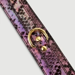 Λαμπερό Κολάρο Με Λουρί & Snake Print Shiny Collar With Leash & Snake Print – Μαύρο/Ροζ