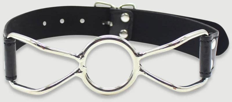 Μεταλλικό Spider Gag Με Δερμάτινο Ιμάντα Metal Spider Gag With Leather Strap – Ασημί/Μαύρο