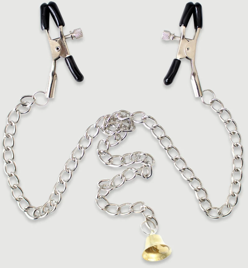 Σφιγκτήρες Θηλών Με Αλυσίδα & Κουδουνάκι Nipple Clamps With Chain & Bell – Ασημί