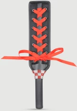 Δερμάτινο Paddle Με Κορδόνια & Καρό Λαβή Leather Paddle With Laces & Plaid Handle - Μαύρο/Κόκκινο
